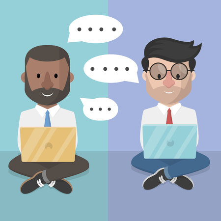 businessman chatting by laptopのイラスト素材