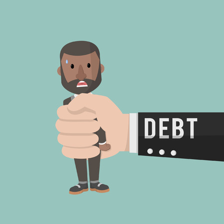 businessman in grip big hand debtのイラスト素材