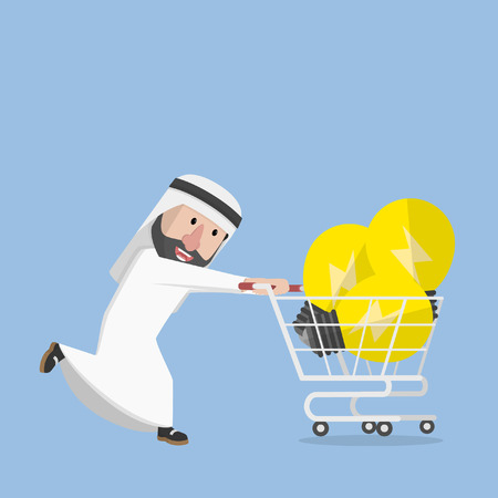businessman arabian bring ideas with trolleyのイラスト素材
