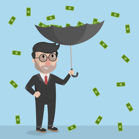 money rain with an umbrella business man pickのイラスト素材