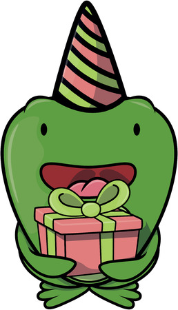frog using birthday party costumeのイラスト素材