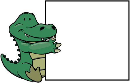 Crocodile illustration with blank bannerのイラスト素材