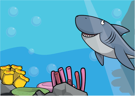 Sea shark illustration  under water sceneryのイラスト素材
