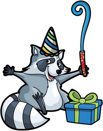 animals happy birthday racoonのイラスト素材