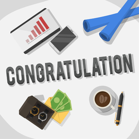 congratulation business illustration conceptのイラスト素材