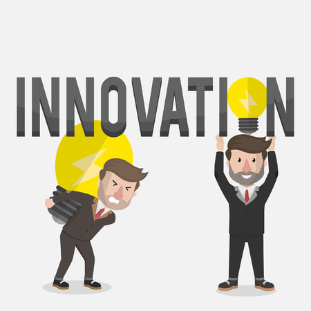innovation businessmen holding bulb business illustration conceptのイラスト素材