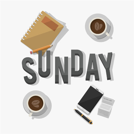 sunday table business man illustrationのイラスト素材