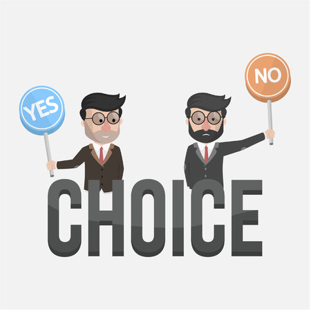 choice two businessman yes or noのイラスト素材