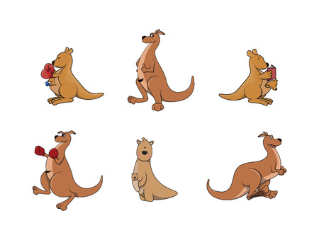kangaroo illustration design collectionのイラスト素材