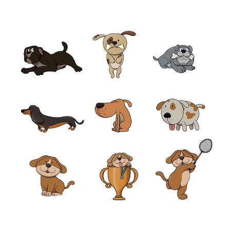 dog illustration design collectionのイラスト素材