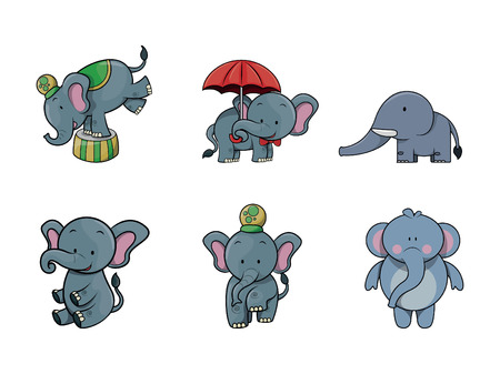 elephant illustration design collectionのイラスト素材