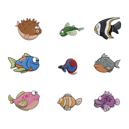 small fish illustration design collectionのイラスト素材