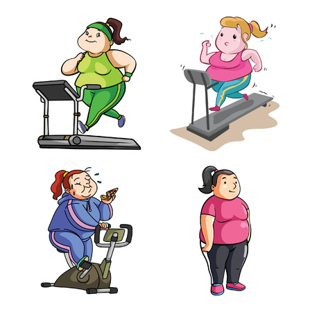 fat woman sport illustration design collectionのイラスト素材