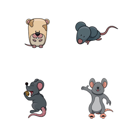 mouse illustration design collectionのイラスト素材