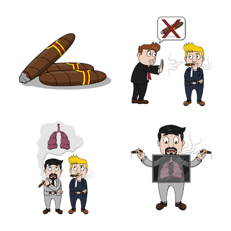 smoking businessman illustration design collectionのイラスト素材