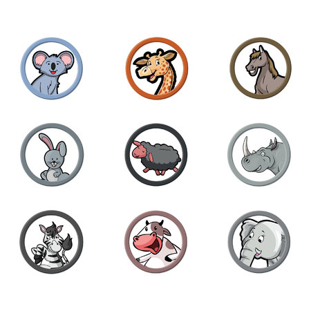 circle animal herbivora illustration design collectionのイラスト素材