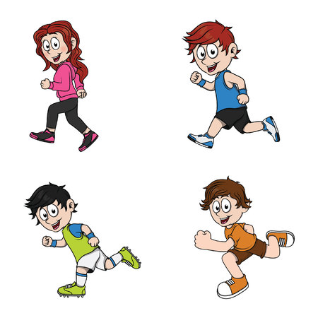 running illustration design collectionのイラスト素材