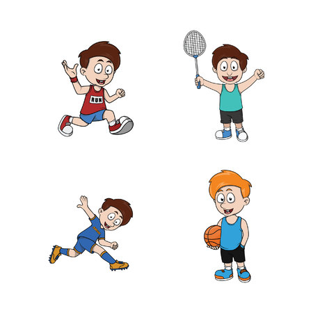 kid sporty illustration design collectionのイラスト素材