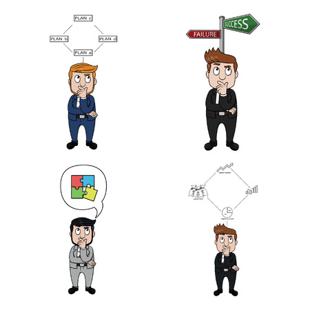 businessman thinking illustration design collectionのイラスト素材