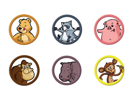 circle animal omnivore illustration design collectionのイラスト素材