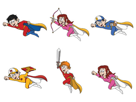 superhero illustration design collectionのイラスト素材
