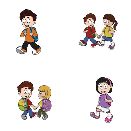 kid go to school illustration design collectionのイラスト素材