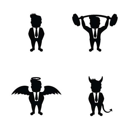 businessman black and white illustration design collectionのイラスト素材
