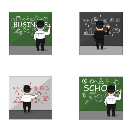businessman writting on the wallのイラスト素材