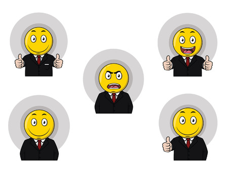 businessman head yellow illustration design collectionのイラスト素材