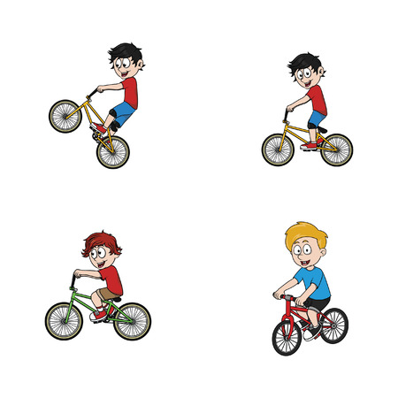 kid riding illustration design collectionのイラスト素材