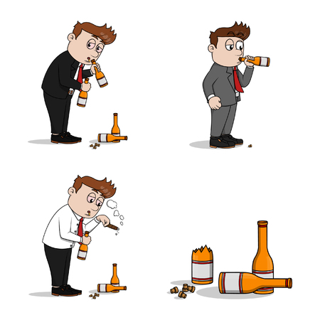 drunk businessman illustration design collectionのイラスト素材