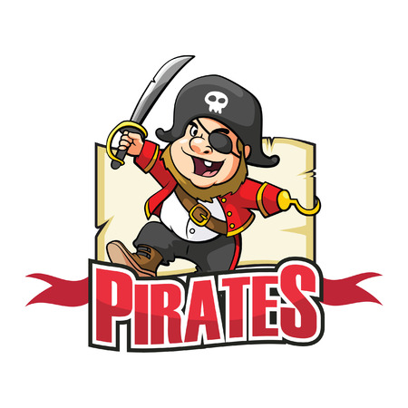 pirates with sign and ribbon colorfulのイラスト素材