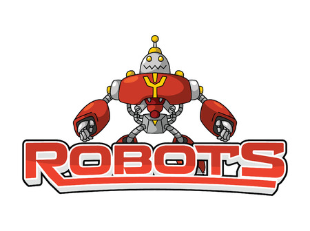 robots red banner illustration design colorfulのイラスト素材