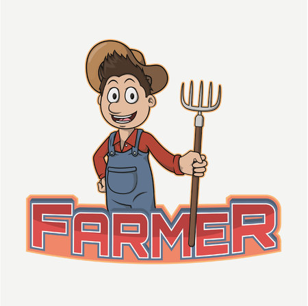 farmer banner illustration design colorfulのイラスト素材