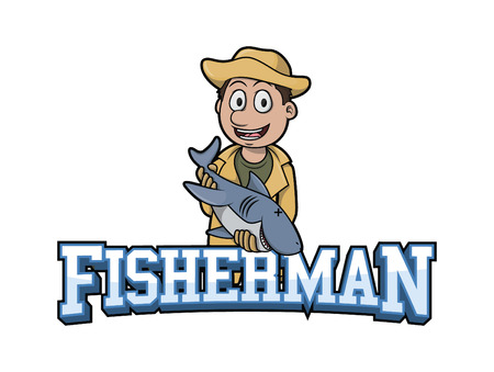 fisherman banner illustration design colorfulのイラスト素材