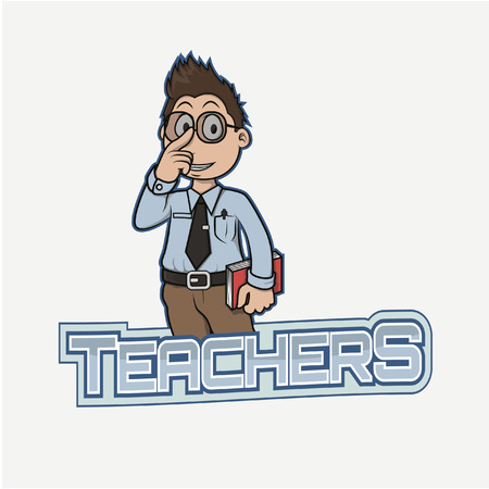 teacher banner illustration design colorfulのイラスト素材