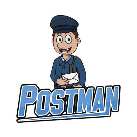 postman banner illustration design colorfulのイラスト素材