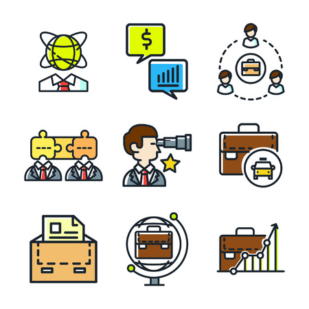 business icon set colorのイラスト素材