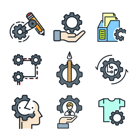 office gear icon set colorのイラスト素材