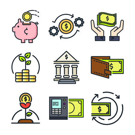 financial icon set colorのイラスト素材