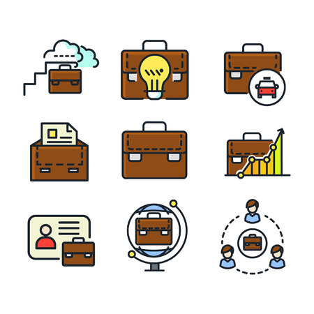 suit case icon set colorのイラスト素材