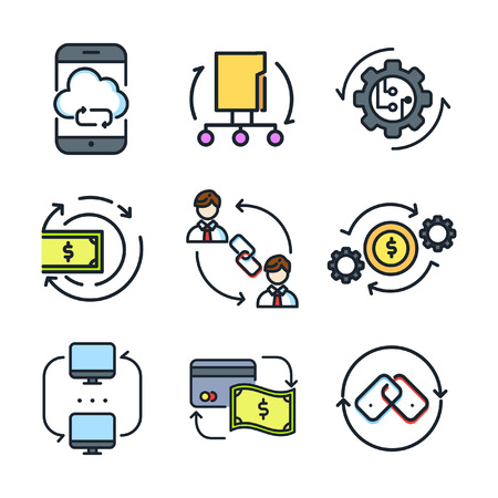 rotation arrow icon set colorのイラスト素材