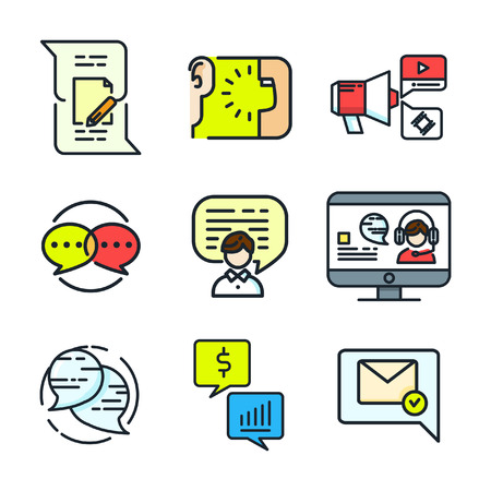 chatting and social icon set colorのイラスト素材