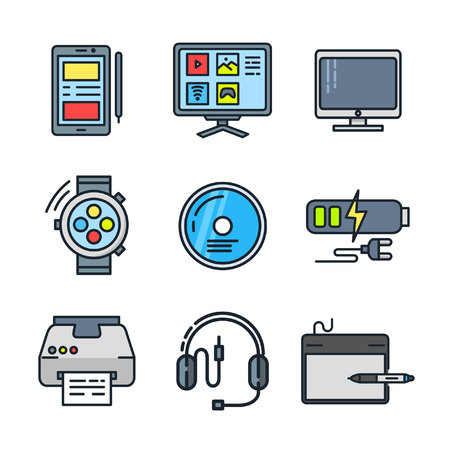 device icon set colorのイラスト素材