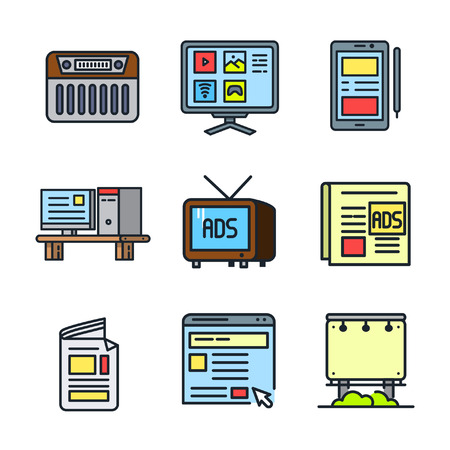 media information device icon set colorのイラスト素材