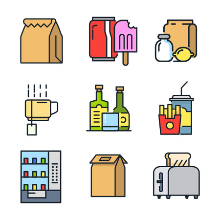 food and beverage icon set colorのイラスト素材
