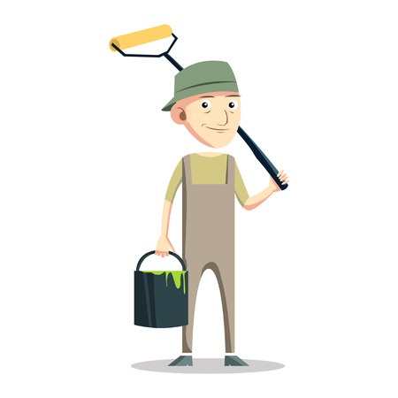 painter man with his equipmentのイラスト素材