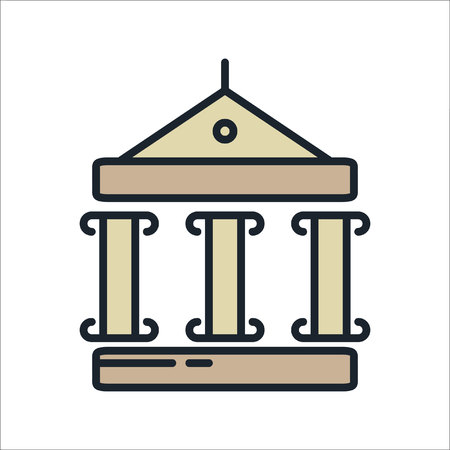 museum icon color illustration designのイラスト素材