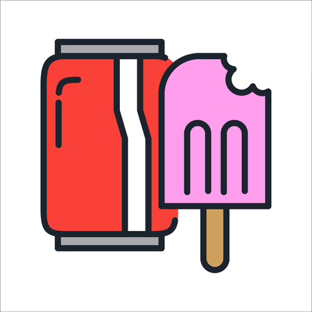 cola and ice cream icon colorのイラスト素材