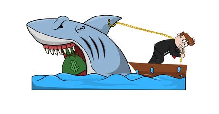 bussinessman got a shark with moneyのイラスト素材